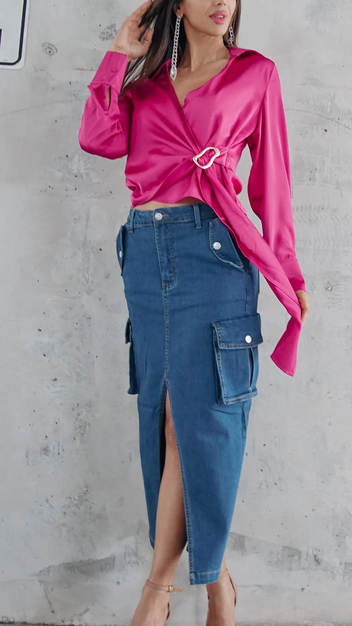 Indie Longsleeve Satin top