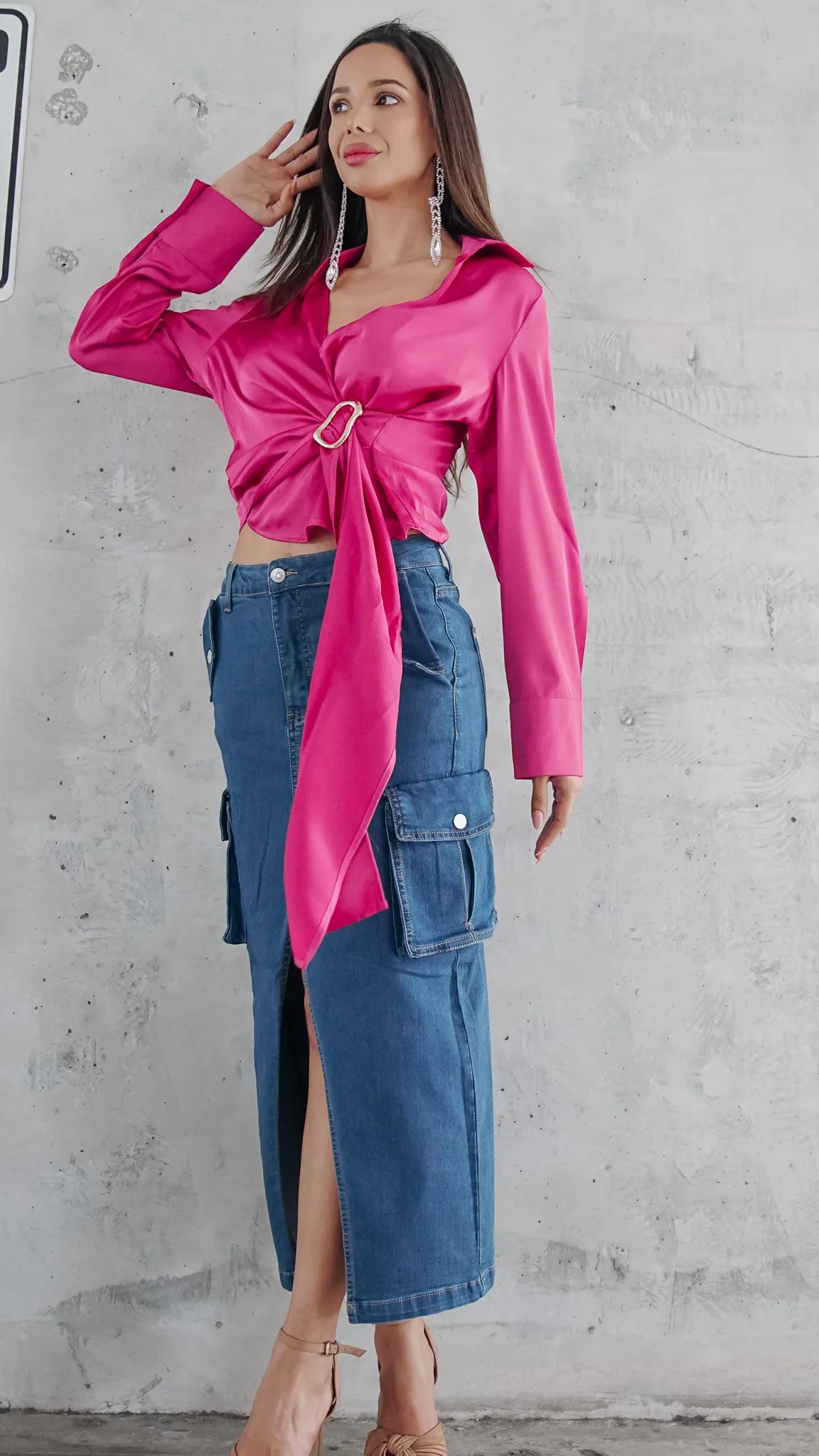 Indie Longsleeve Satin top