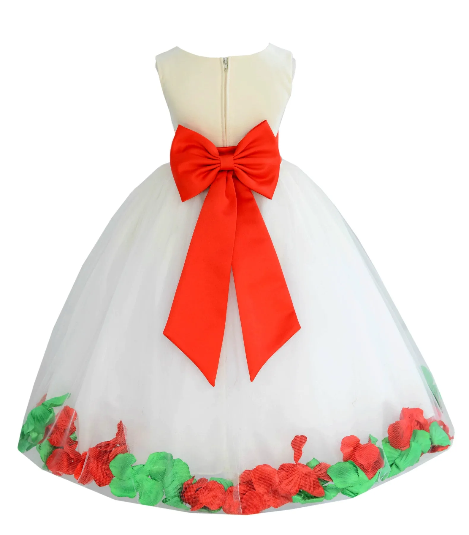 Ivory Elegant Colorful Mixed Rose Petals Bridesmaid Pageant Special Occasion Flower Girl Dress 302T(2)