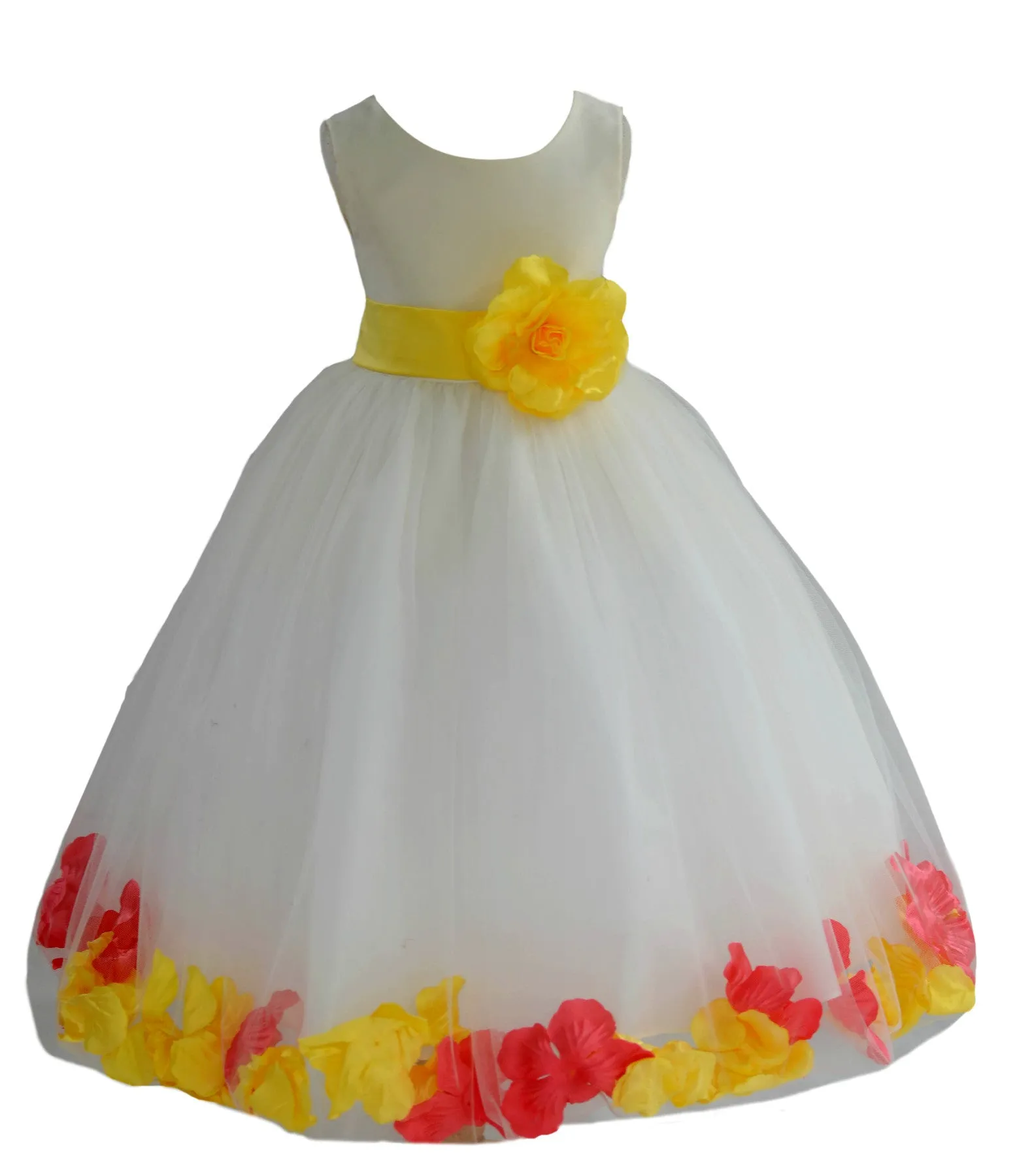 Ivory Elegant Colorful Mixed Rose Petals Bridesmaid Pageant Special Occasion Flower Girl Dress 302T(2)