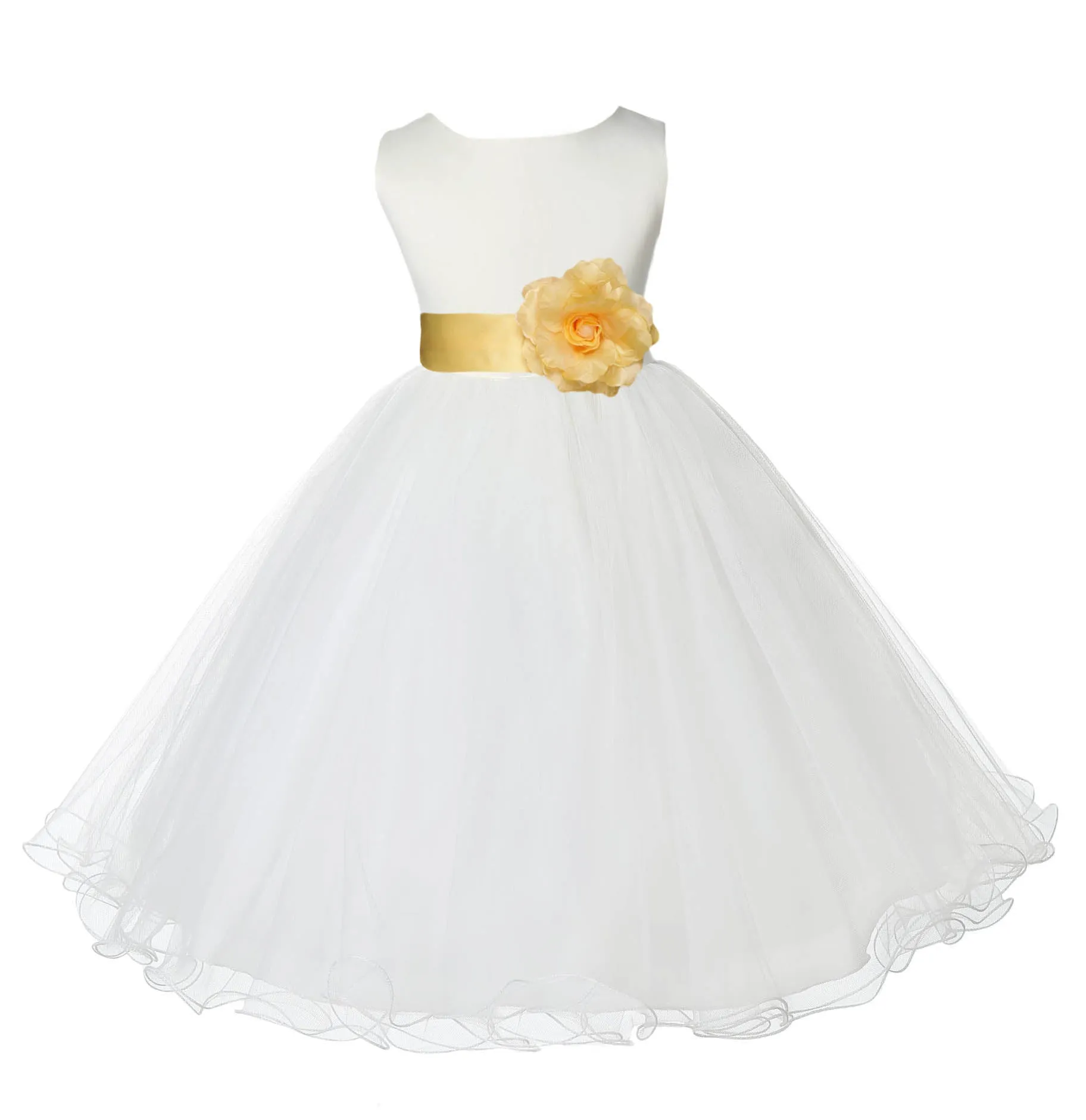 Ivory Formal Wedding Pageant Special Occasions Rattail Edge Tulle Flower Girl Dress 829S(3)