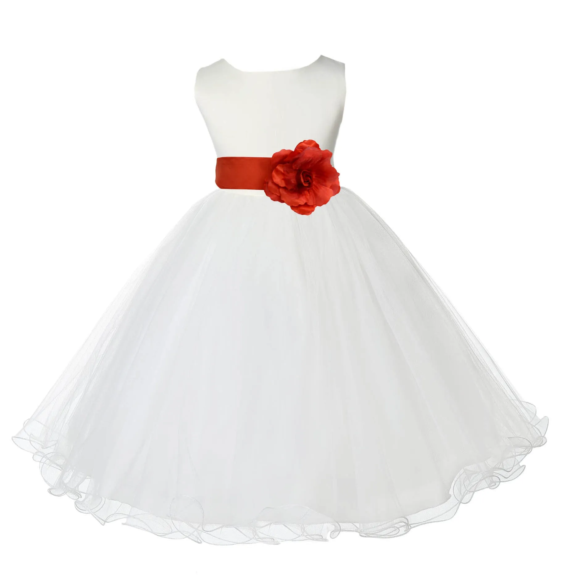 Ivory Formal Wedding Pageant Special Occasions Rattail Edge Tulle Flower Girl Dress 829S(3)
