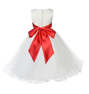 Ivory Formal Wedding Pageant Special Occasions Rattail Edge Tulle Flower Girl Dress 829S(3)