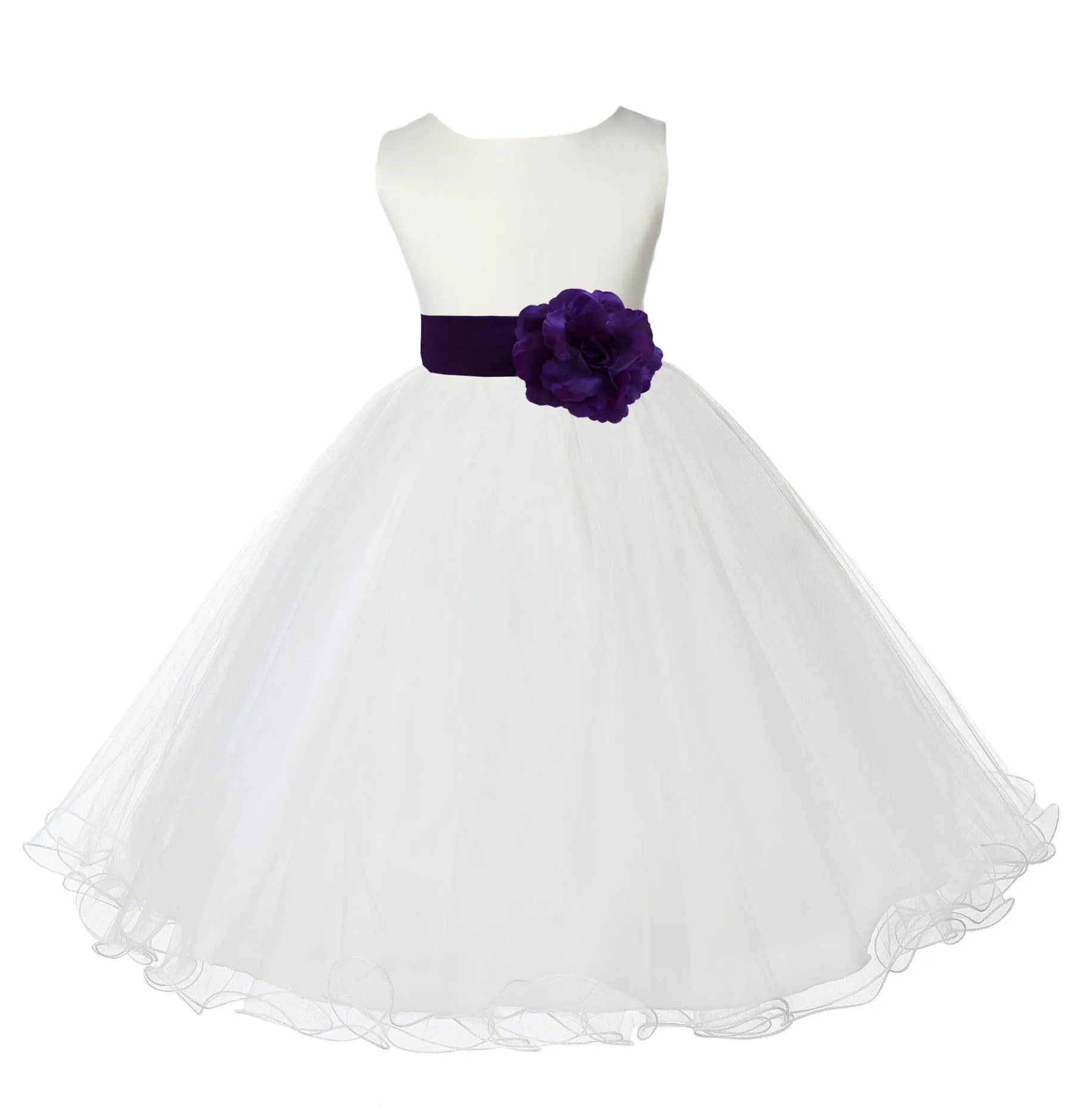 Ivory Formal Wedding Pageant Special Occasions Rattail Edge Tulle Flower Girl Dress 829S(3)