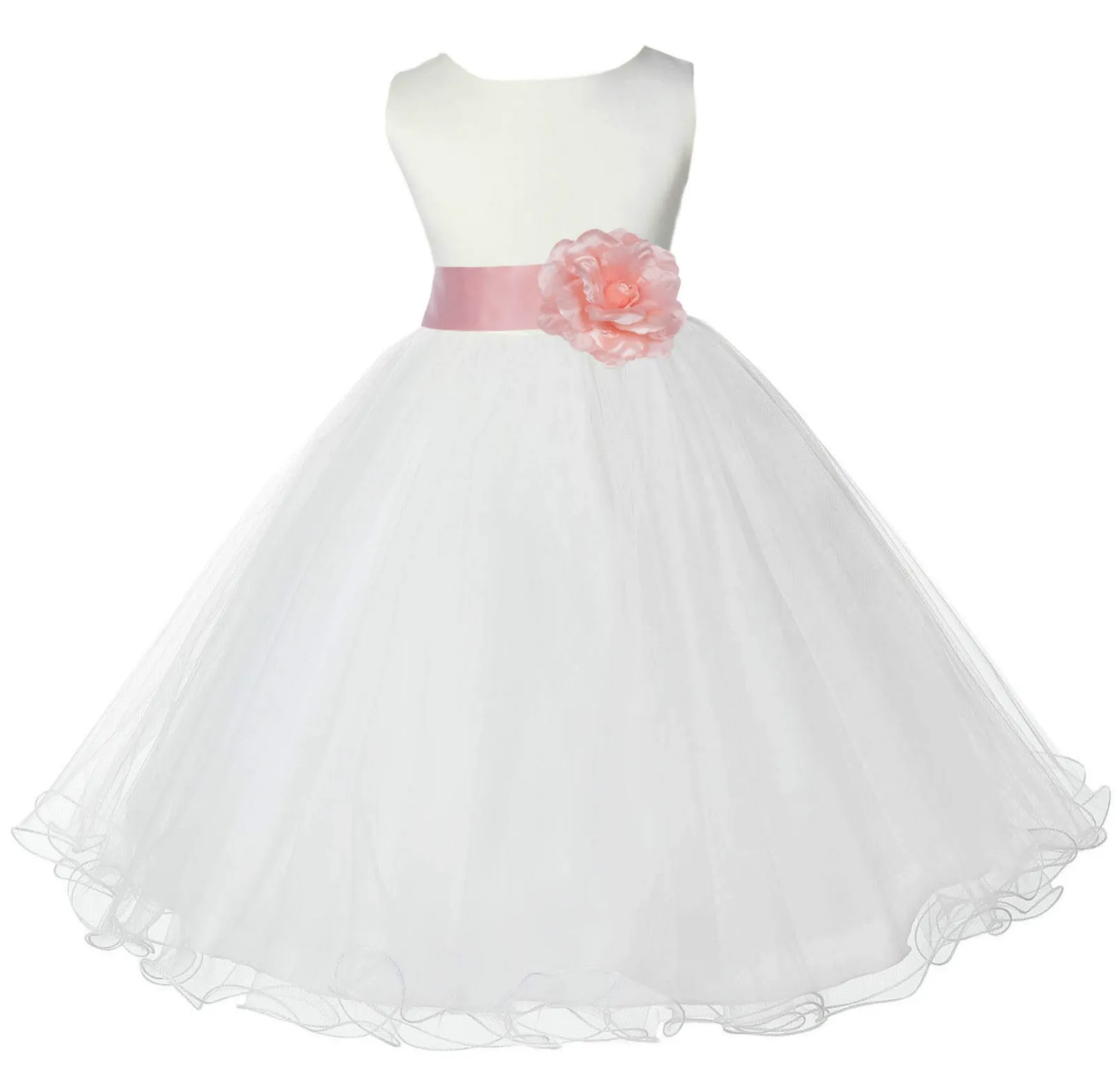 Ivory Formal Wedding Pageant Special Occasions Rattail Edge Tulle Flower Girl Dress 829S(4)