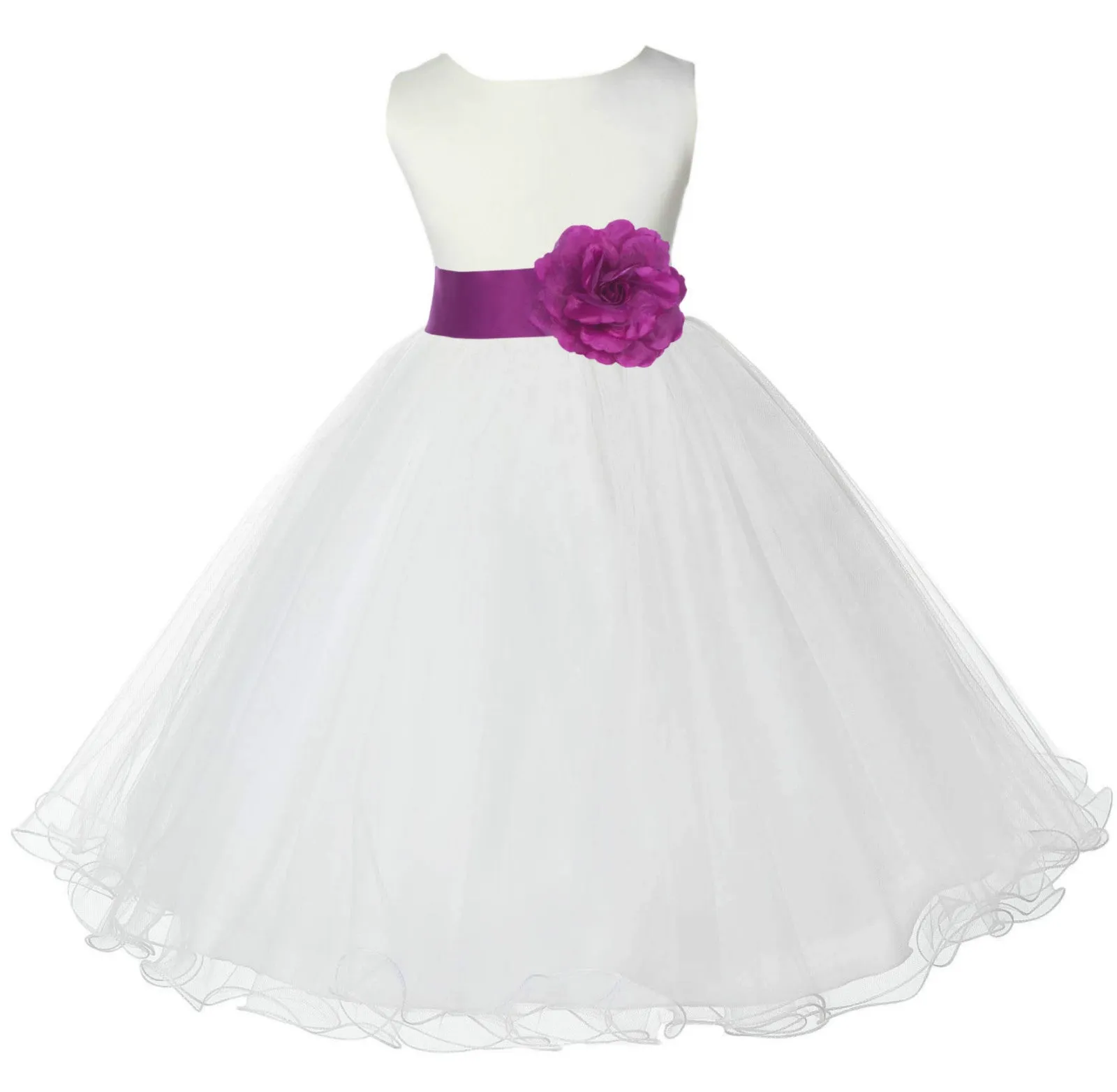 Ivory Formal Wedding Pageant Special Occasions Rattail Edge Tulle Flower Girl Dress 829S(4)