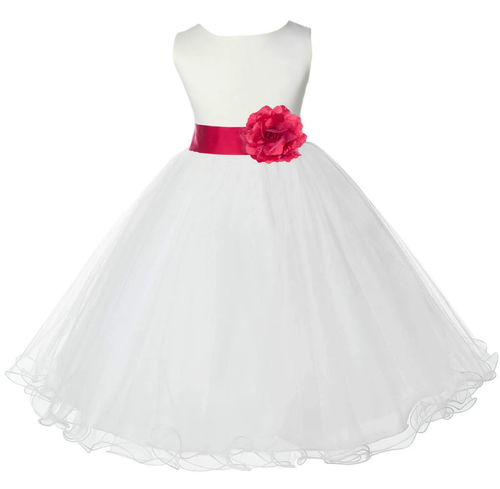 Ivory Formal Wedding Pageant Special Occasions Rattail Edge Tulle Flower Girl Dress 829S(4)