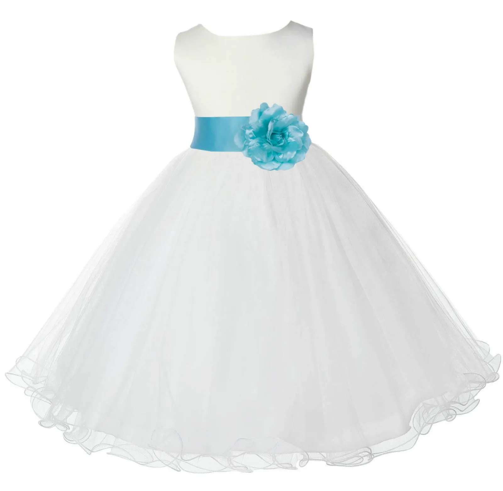 Ivory Formal Wedding Pageant Special Occasions Rattail Edge Tulle Flower Girl Dress 829S(4)