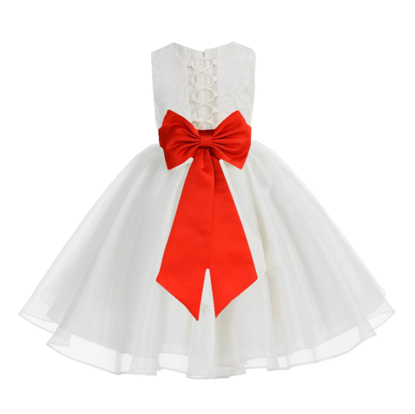 Ivory Lace Organza Flower Girl Dress Elegant Formal Junior Beauty Pageant Communion Baptism 186T(1)