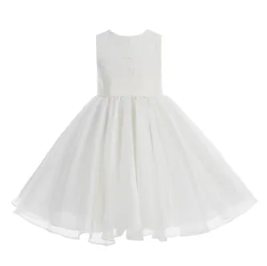 Ivory Lace Organza Flower Girl Dress Elegant Formal Junior Beauty Pageant Communion Baptism 186T(1)