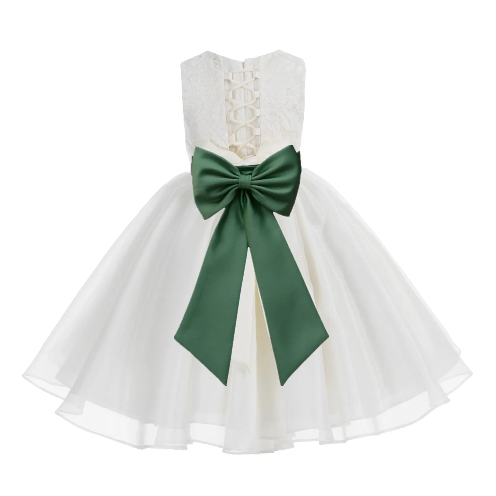Ivory Lace Organza Flower Girl Dress Elegant Formal Junior Beauty Pageant Communion Baptism 186T(1)