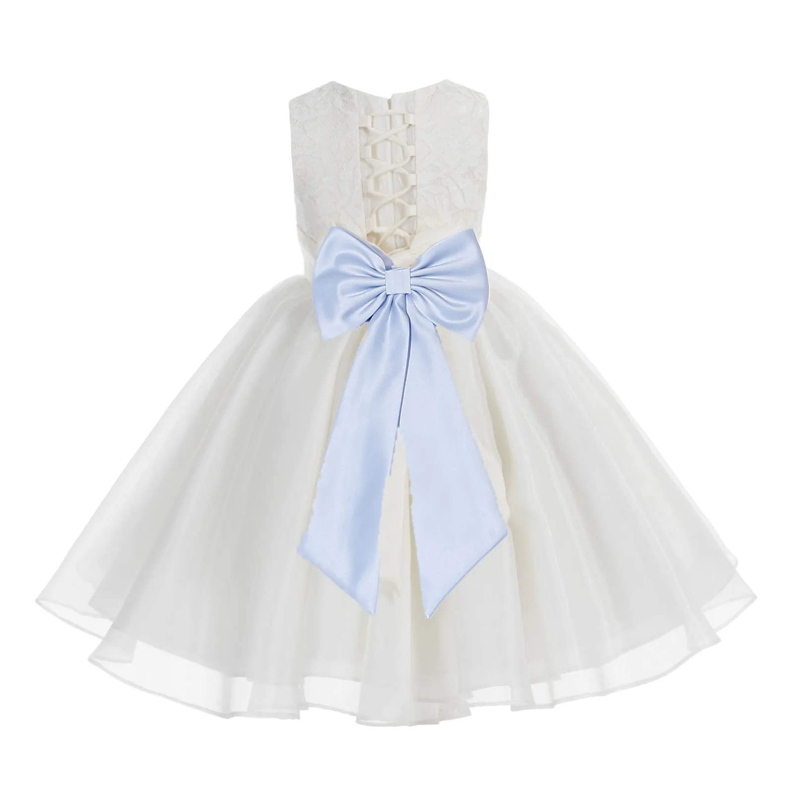 Ivory Lace Organza Flower Girl Dress Elegant Formal Junior Beauty Pageant Communion Baptism 186T(1)