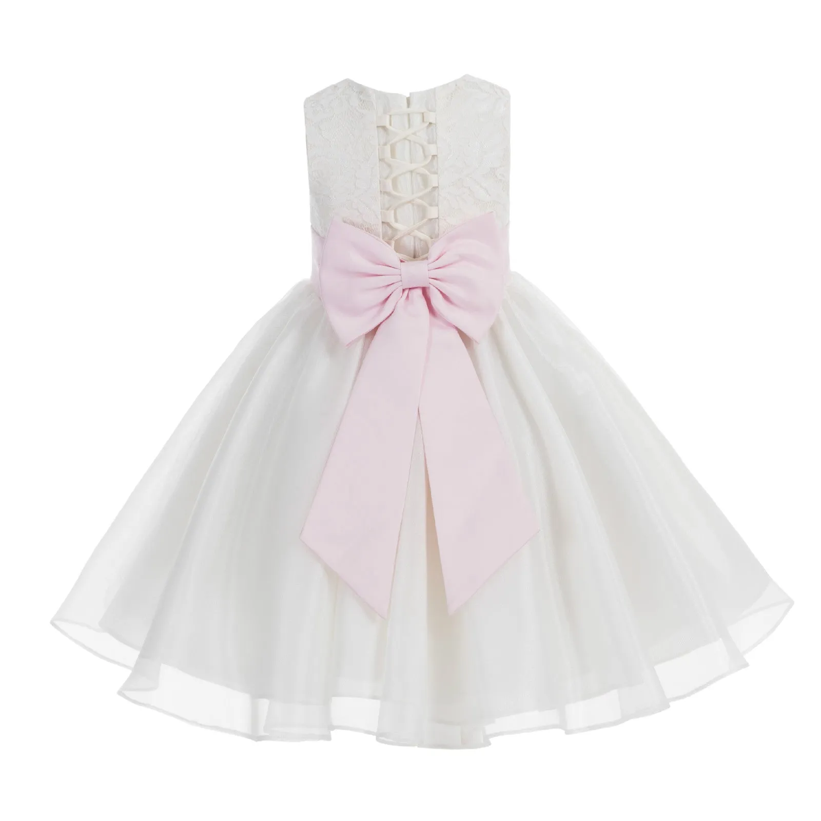 Ivory Lace Organza Flower Girl Dress Elegant Formal Junior Beauty Pageant Communion Baptism 186T(1)