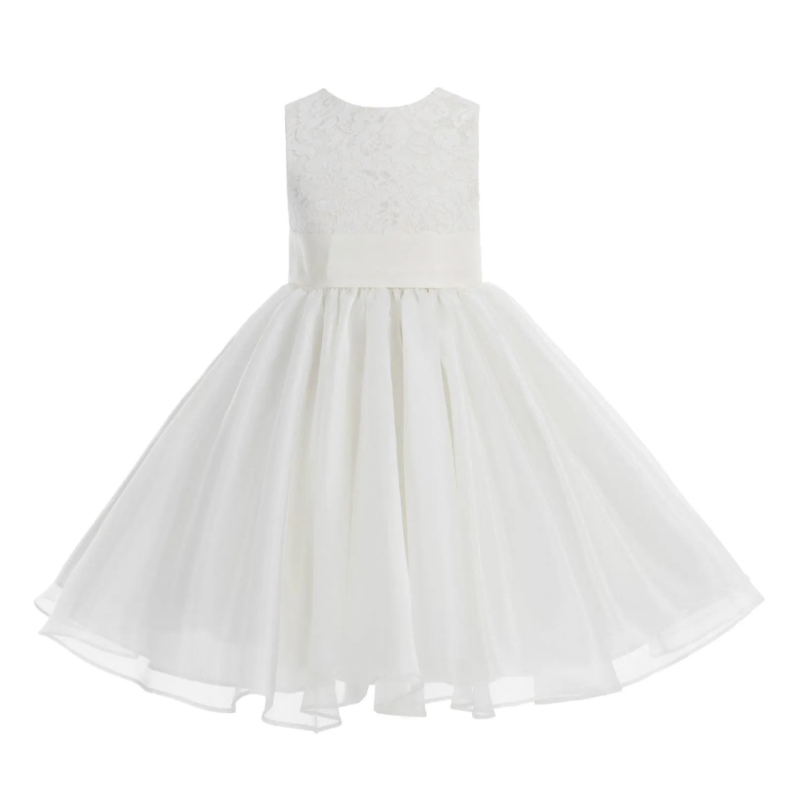 Ivory Lace Organza Flower Girl Dress Elegant Formal Junior Beauty Pageant Communion Baptism 186T(1)