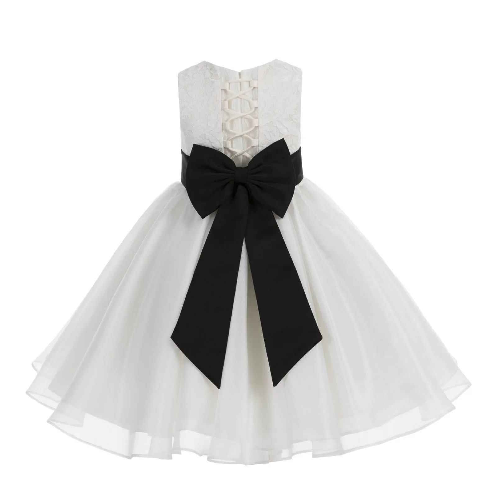 Ivory Lace Organza Flower Girl Dress Elegant Formal Junior Beauty Pageant Communion Baptism 186T(1)