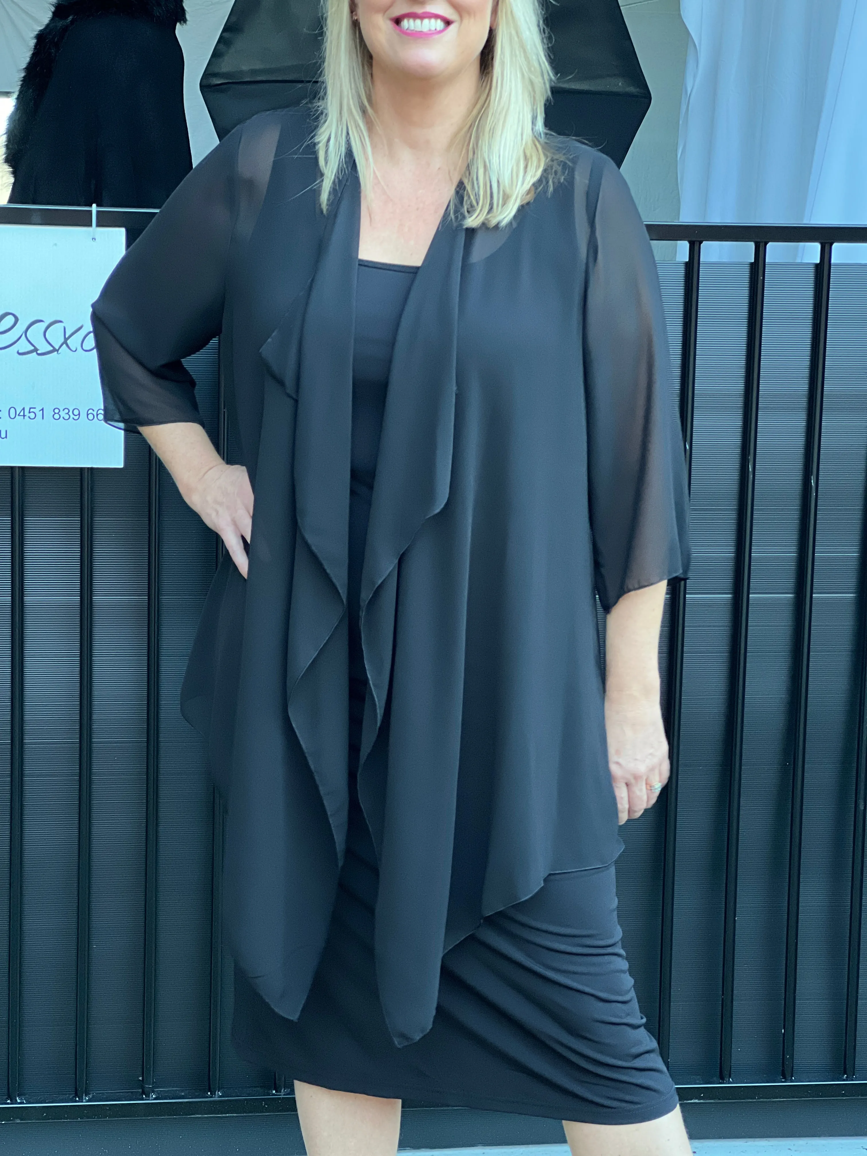 Jackie Black Chiffon Cardigan