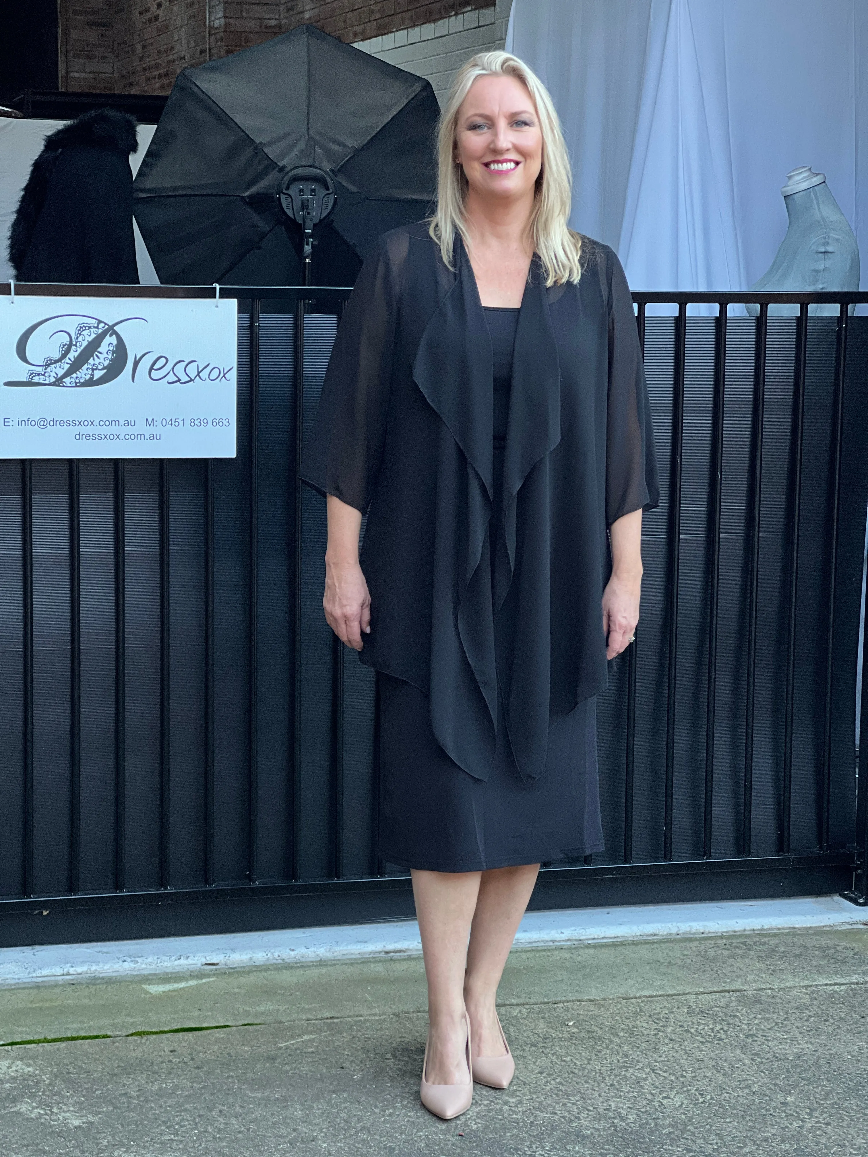 Jackie Black Chiffon Cardigan