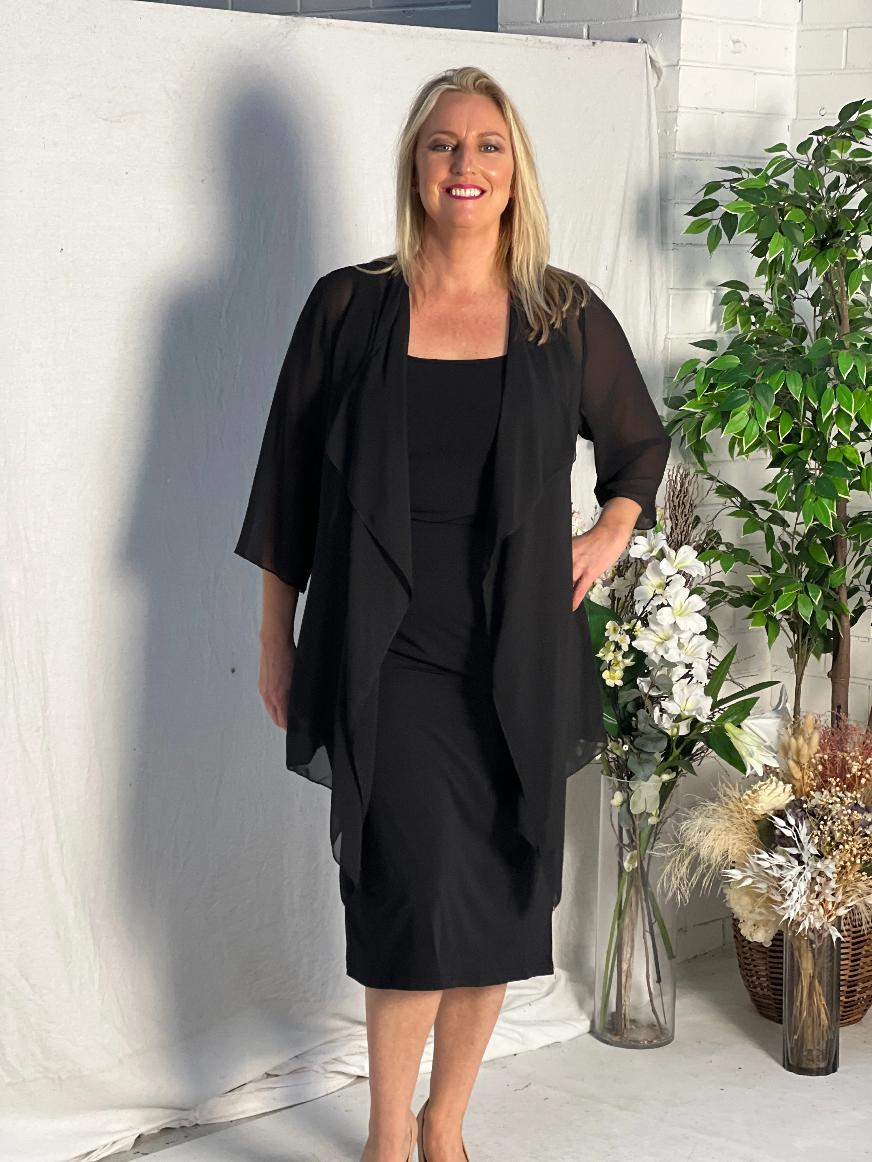 Jackie Black Chiffon Cardigan