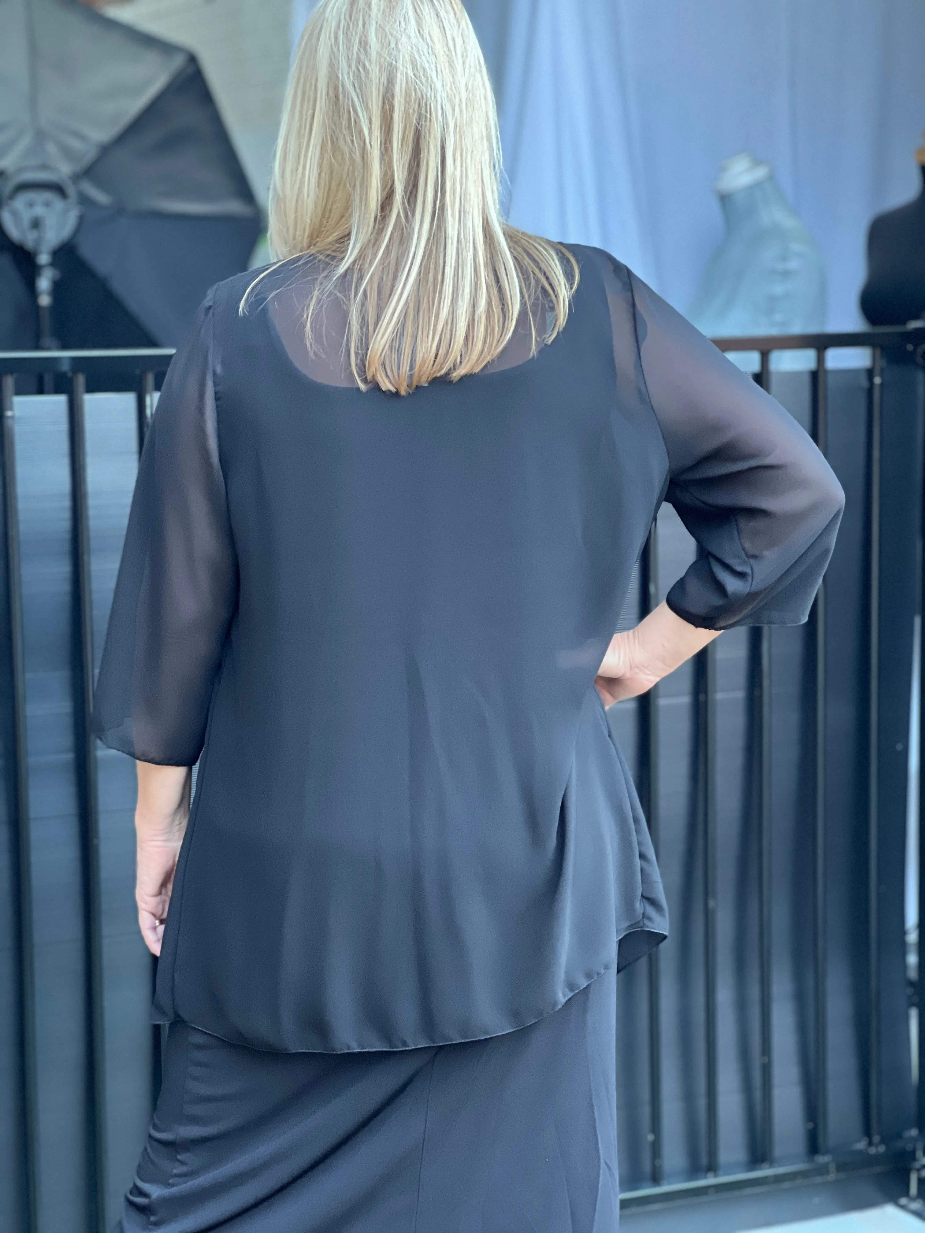 Jackie Black Chiffon Cardigan