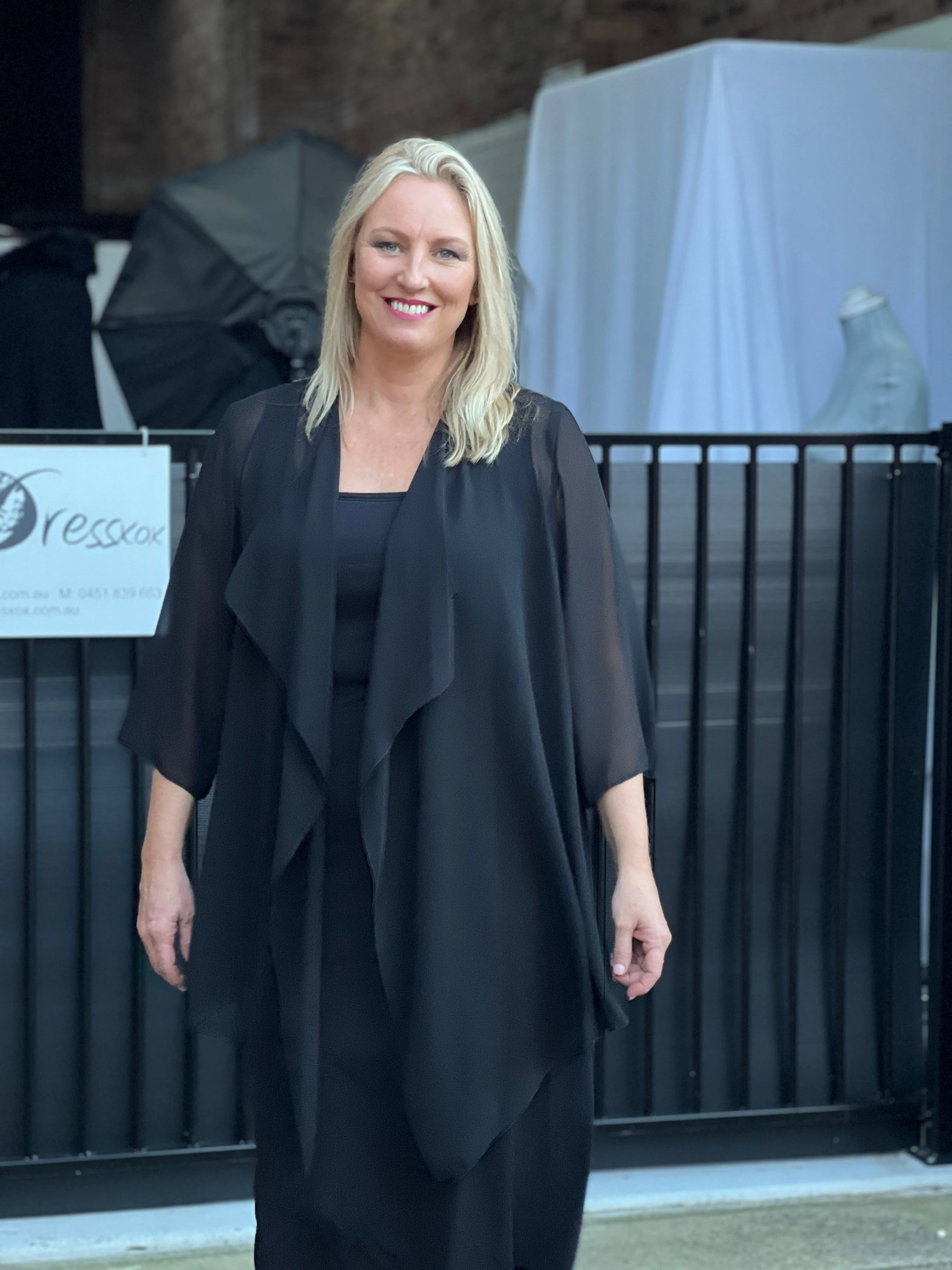 Jackie Black Chiffon Cardigan