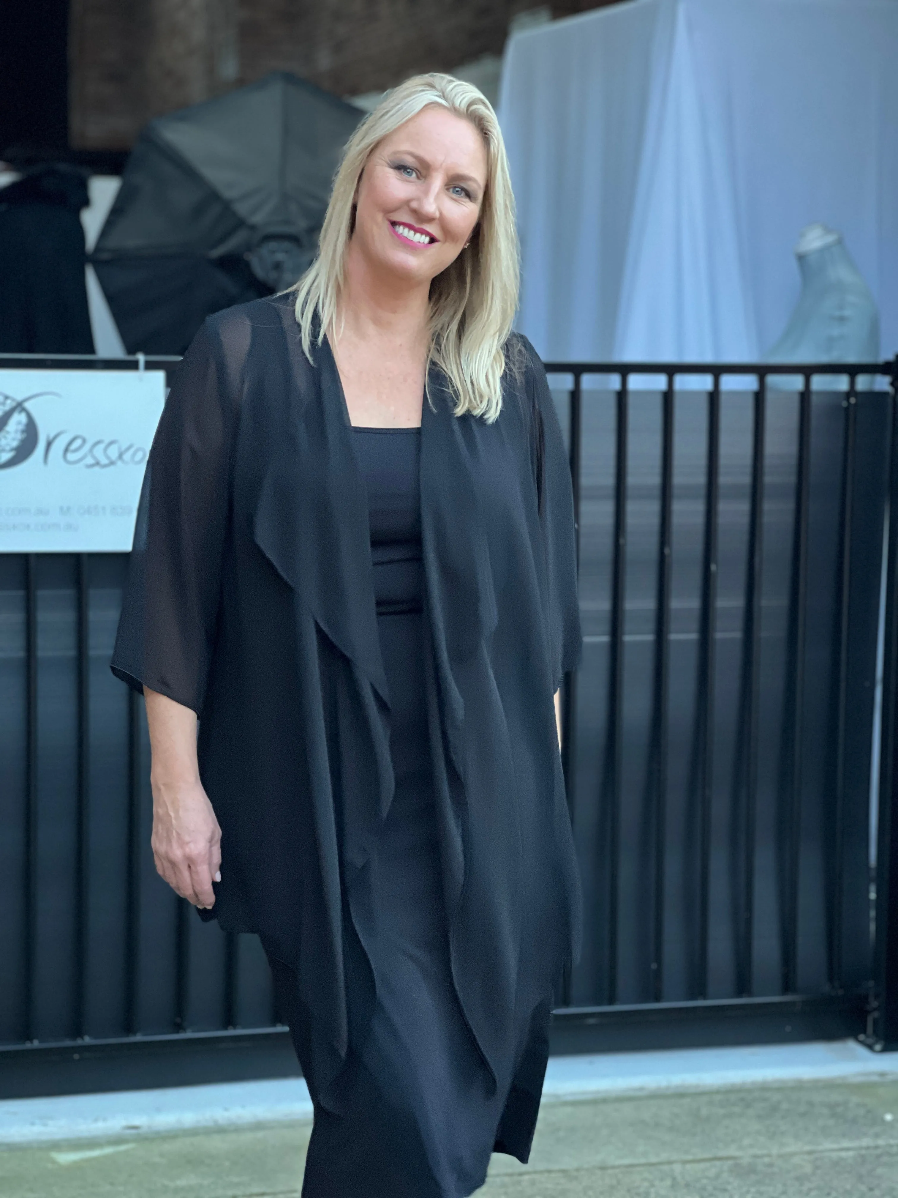 Jackie Black Chiffon Cardigan