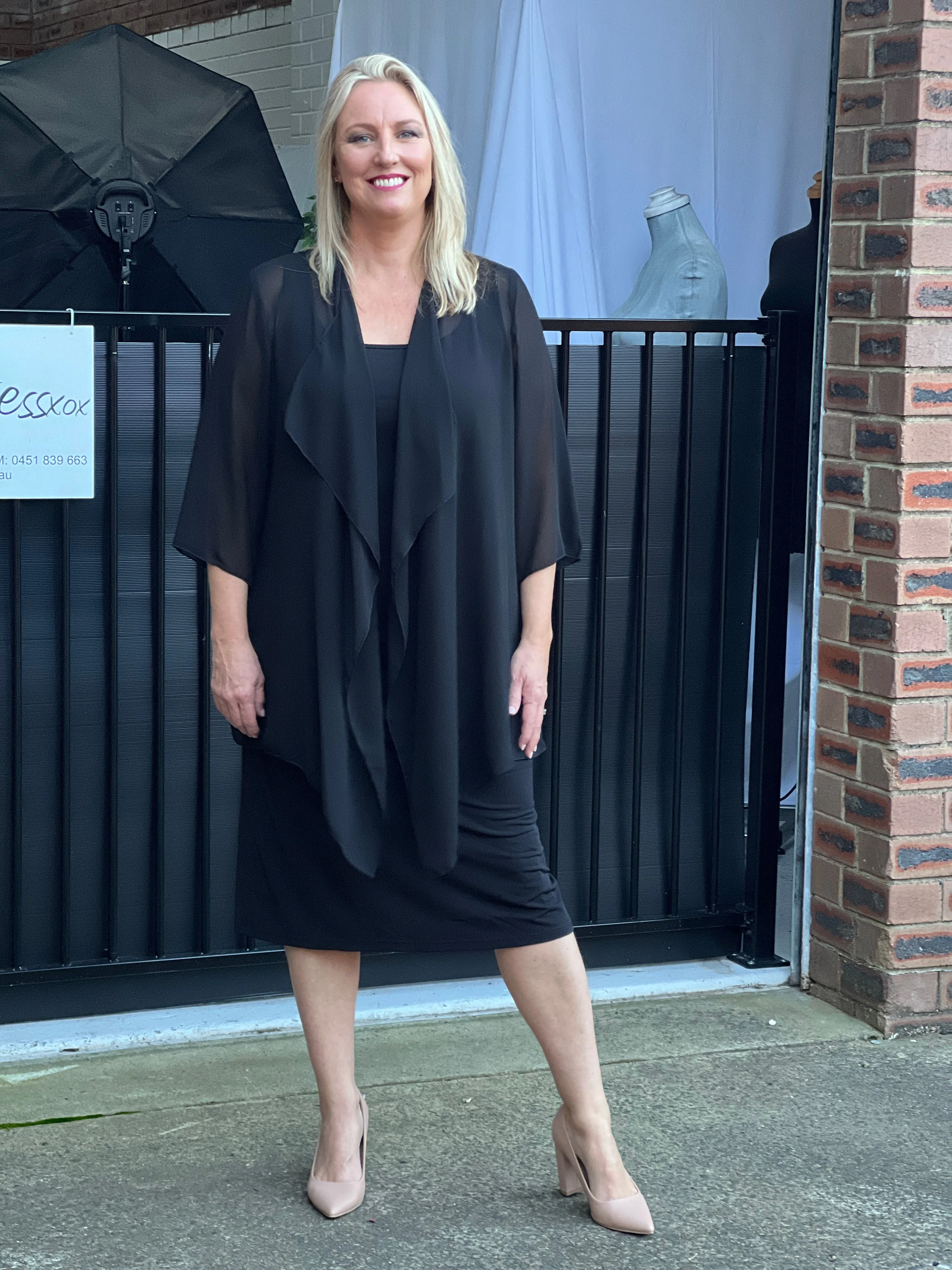 Jackie Black Chiffon Cardigan