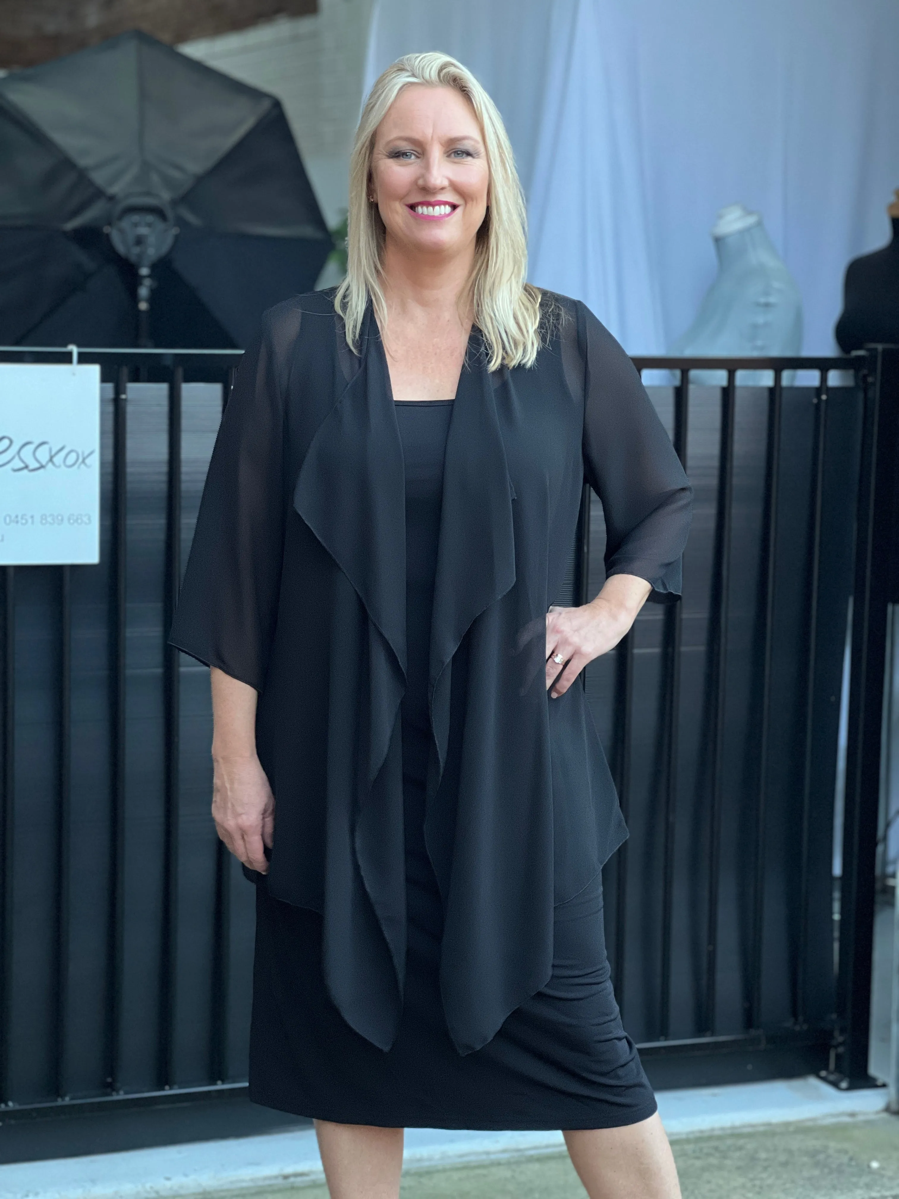 Jackie Black Chiffon Cardigan