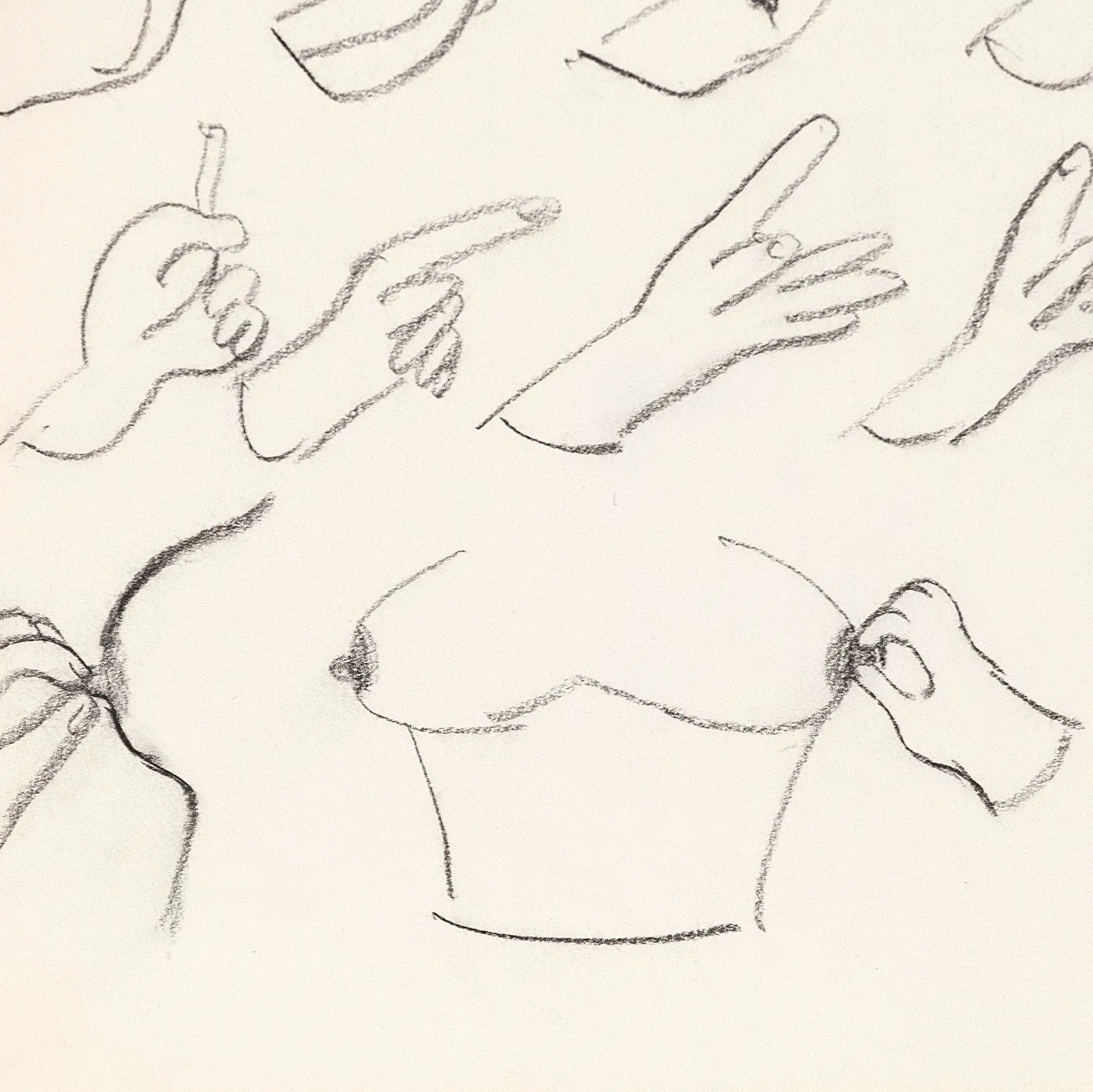 JOYCE WIELAND "HANDS WITH" DRAWING, 1960s