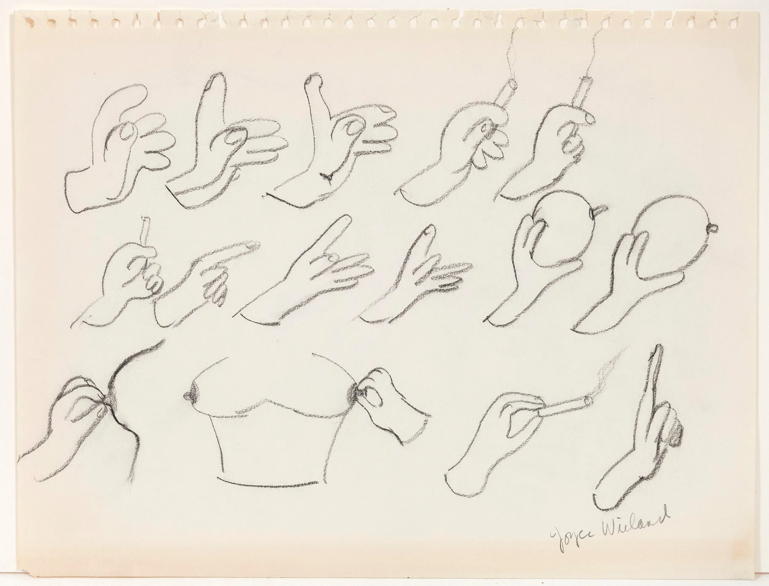 JOYCE WIELAND "HANDS WITH" DRAWING, 1960s