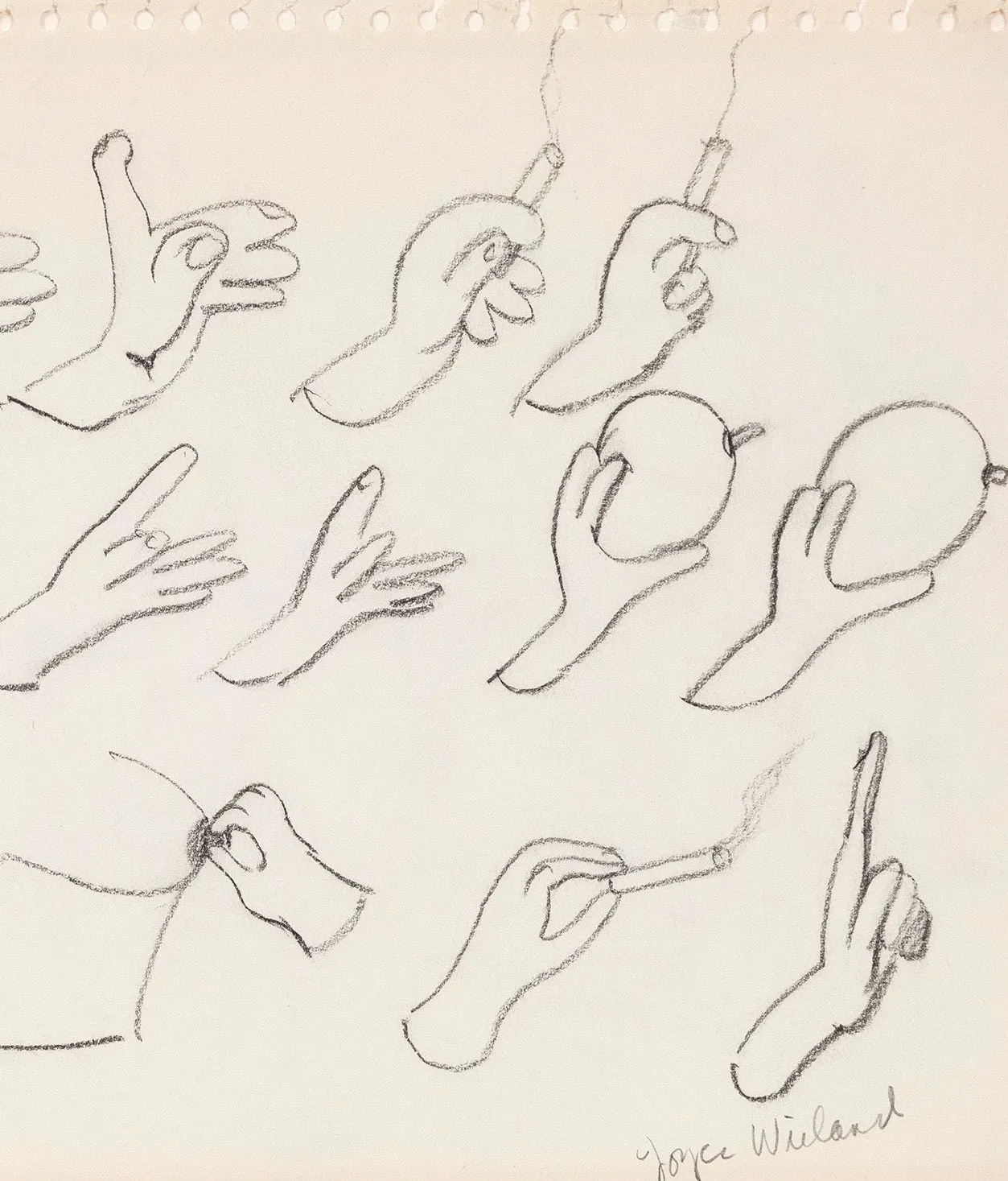 JOYCE WIELAND "HANDS WITH" DRAWING, 1960s