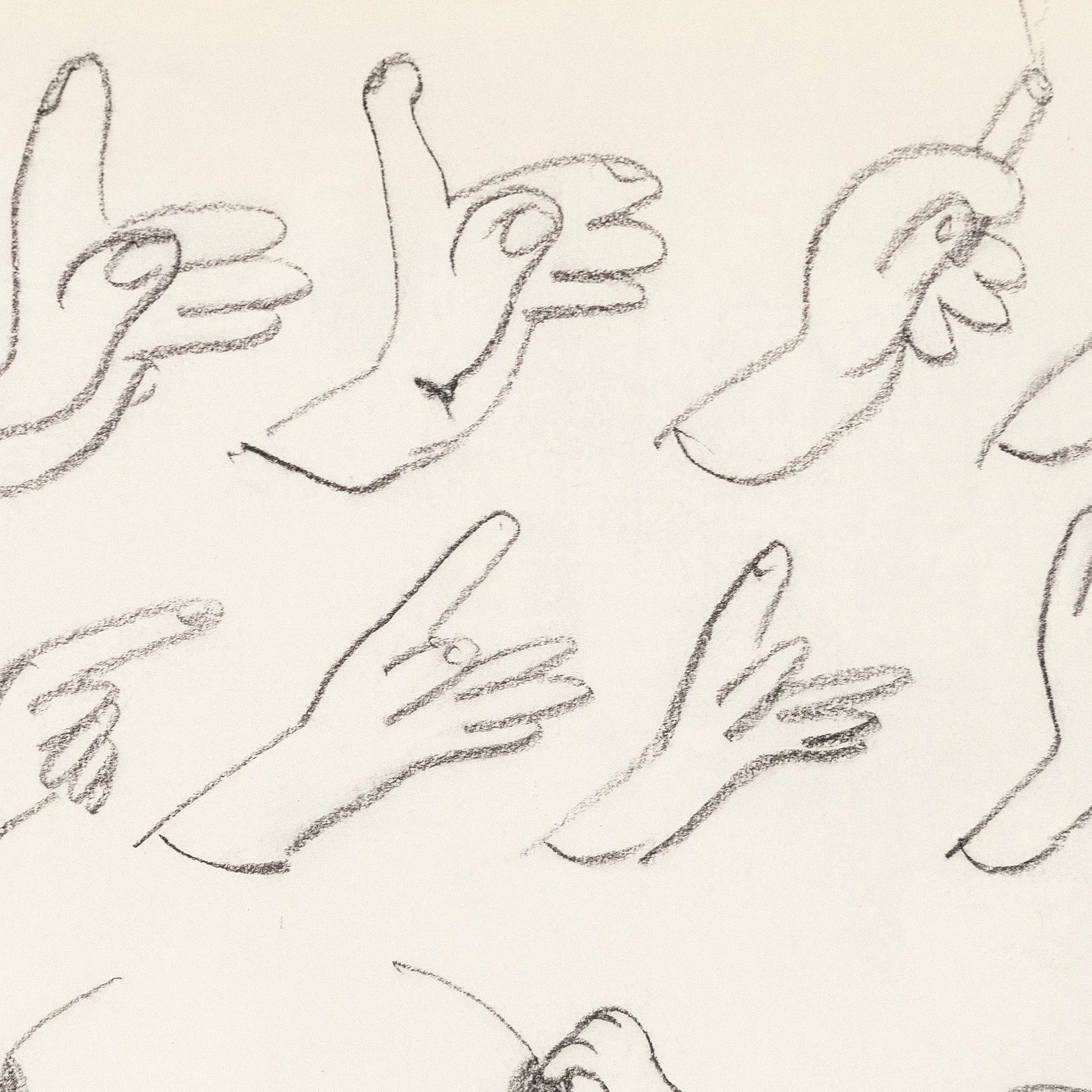JOYCE WIELAND "HANDS WITH" DRAWING, 1960s