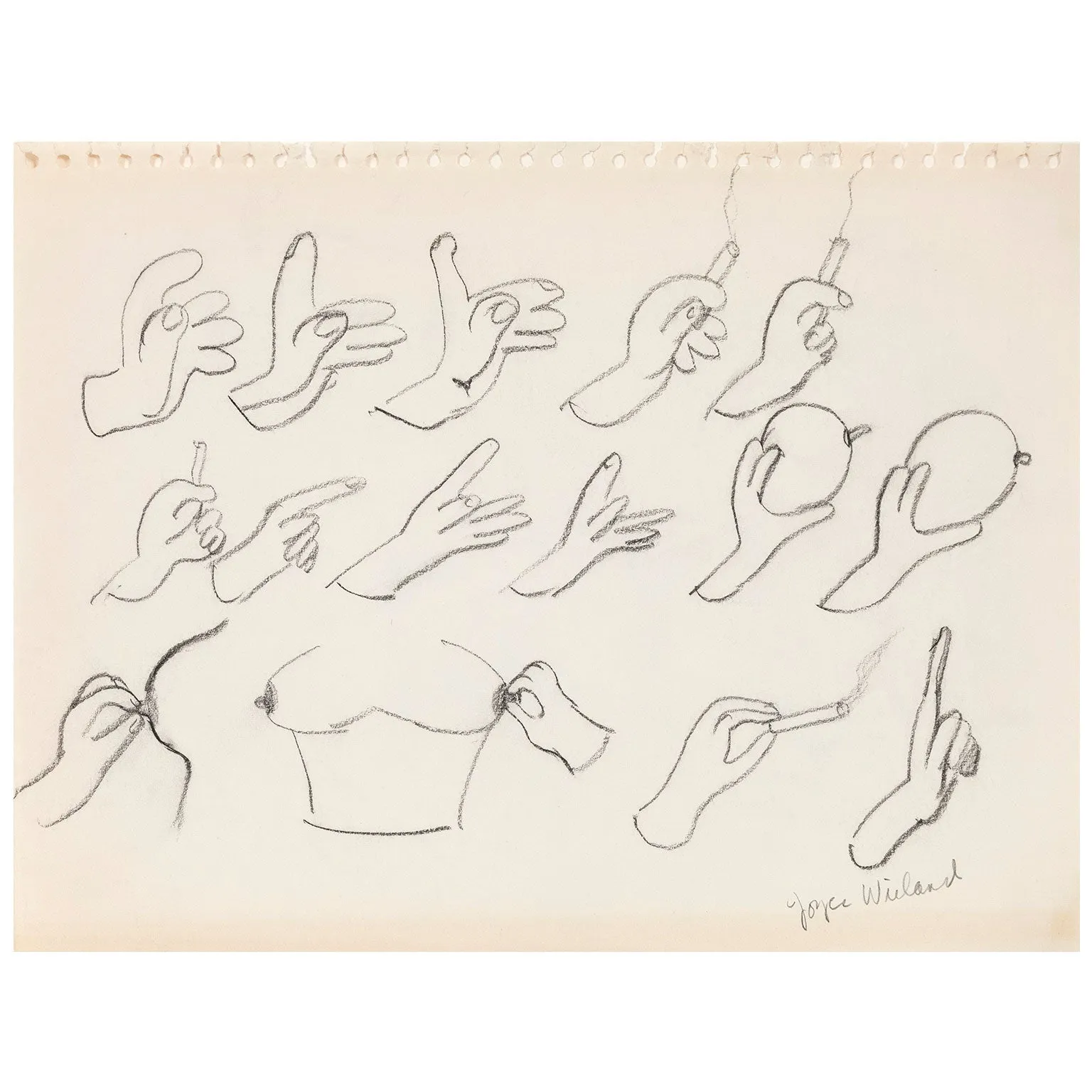 JOYCE WIELAND "HANDS WITH" DRAWING, 1960s