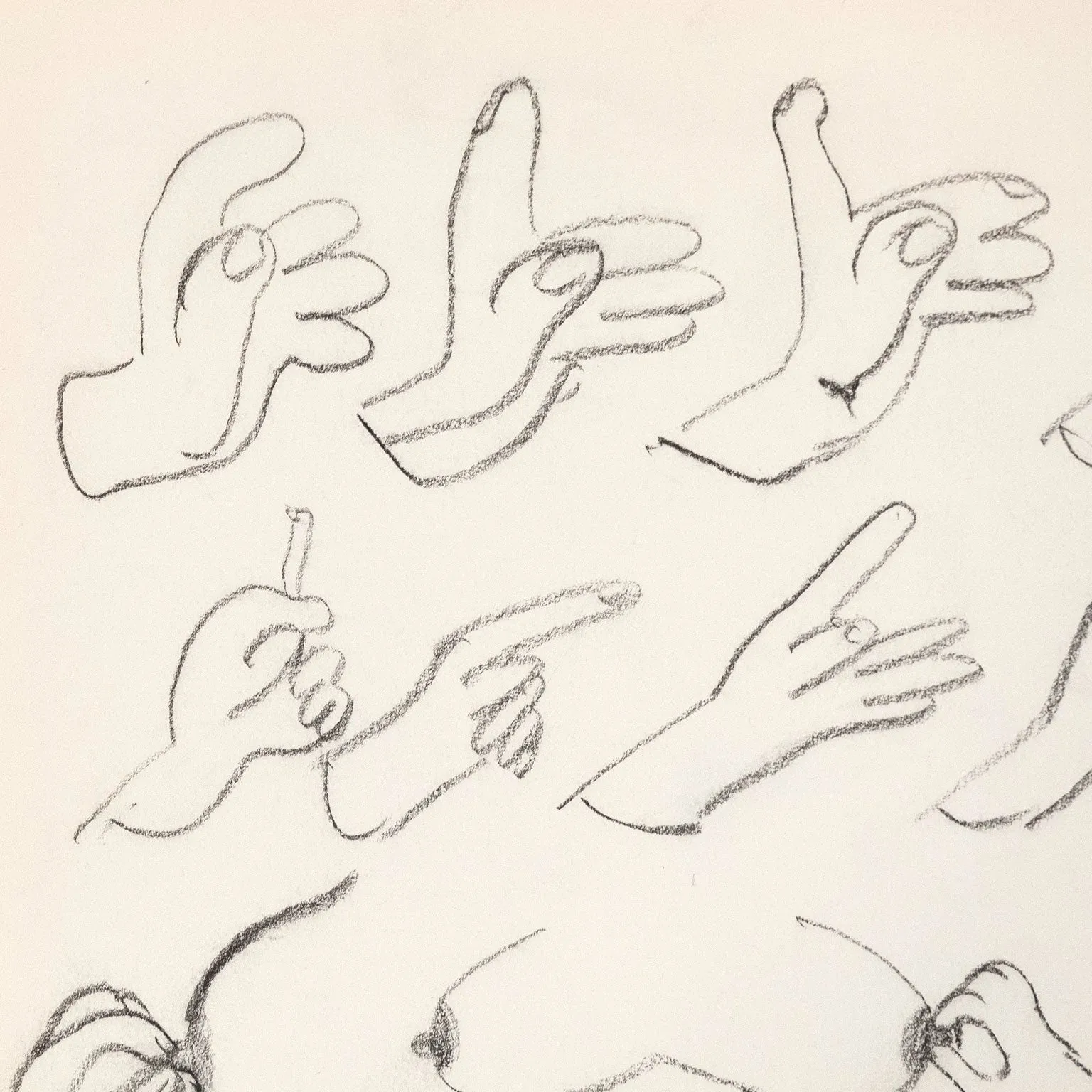 JOYCE WIELAND "HANDS WITH" DRAWING, 1960s