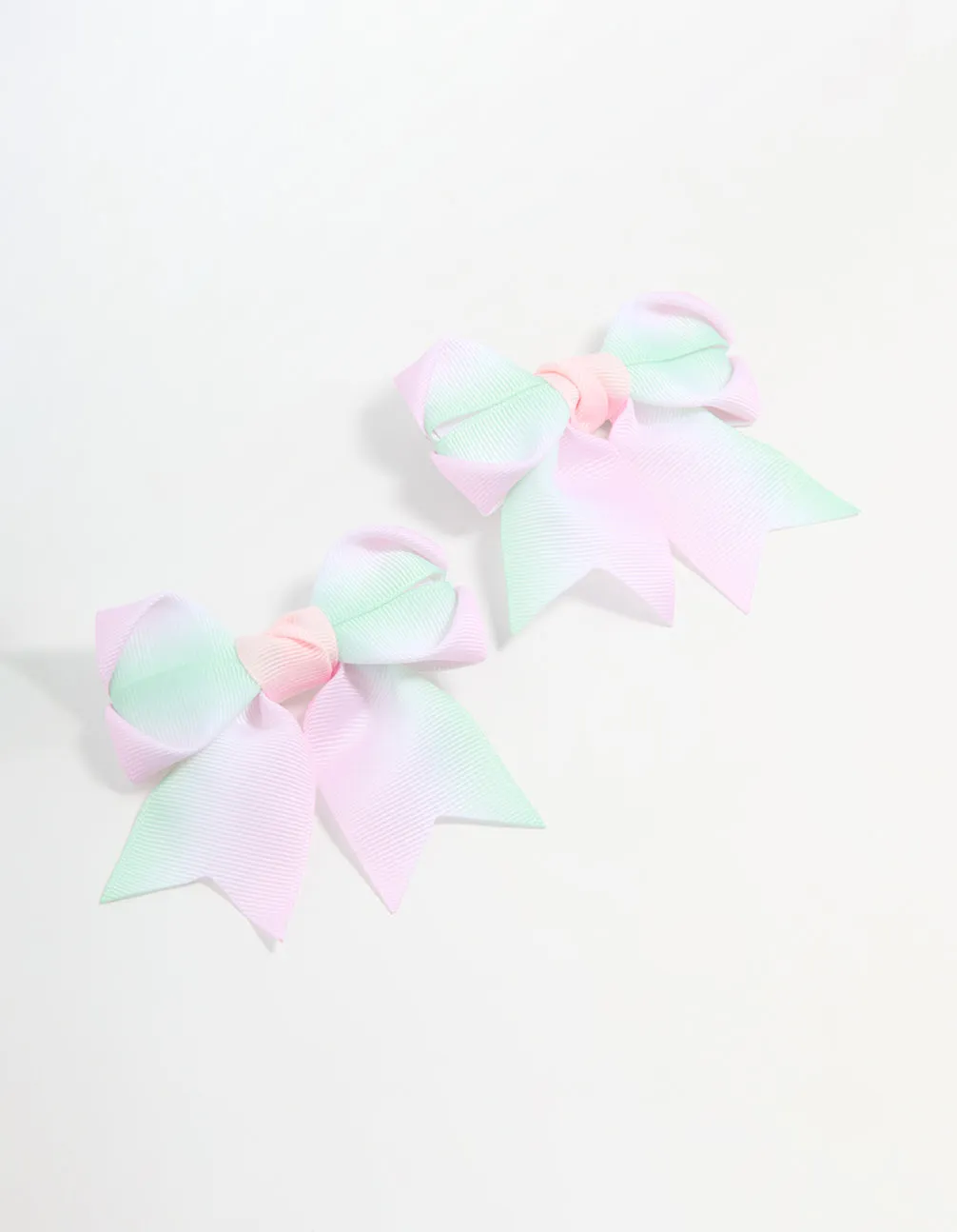 Kids Pastel Fabric Classic Bow Clips 2-Pack
