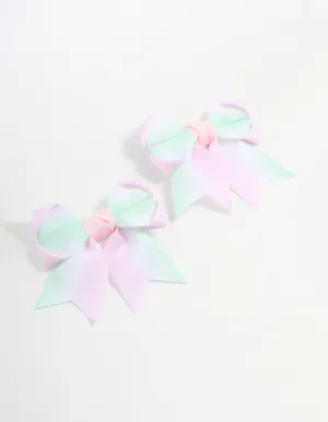 Kids Pastel Fabric Classic Bow Clips 2-Pack
