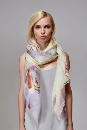 Kites Silk Linen Scarf