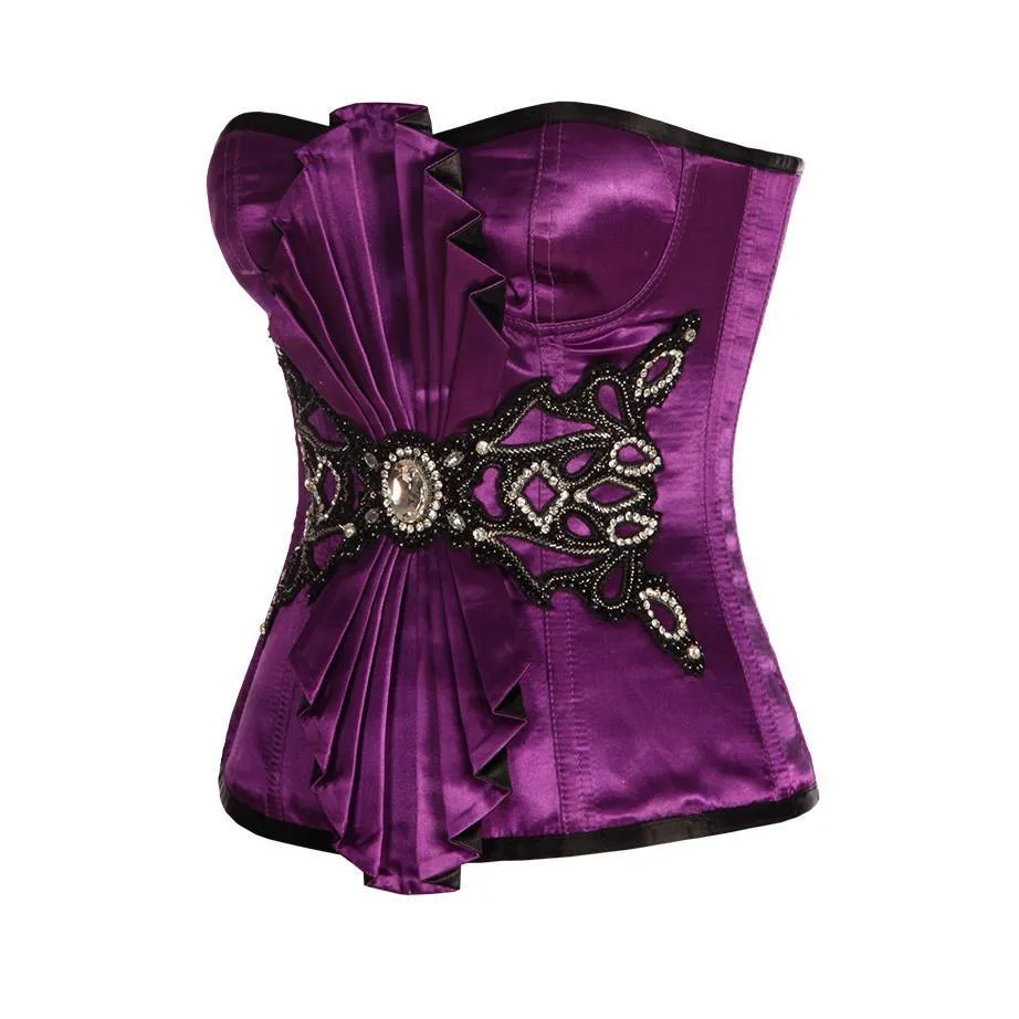 Kyalin Purple Satin Overbust Couture Corset