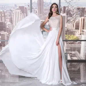 Lace Chiffon Elegant Beach Wedding Dresses