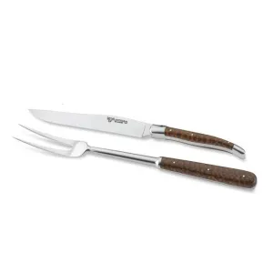 Laguiole en Aubrac Handcrafted Carving Set with Amourette Snakewood Handle