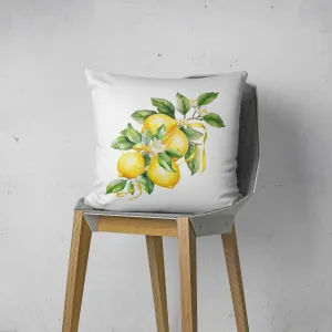 Lemon Pillow: Watercolor Lemon Branch Design on Gingham Back, Perfect for Cozy Living Rooms or Brightening Up Any Space! | Preppy Coastal Collection