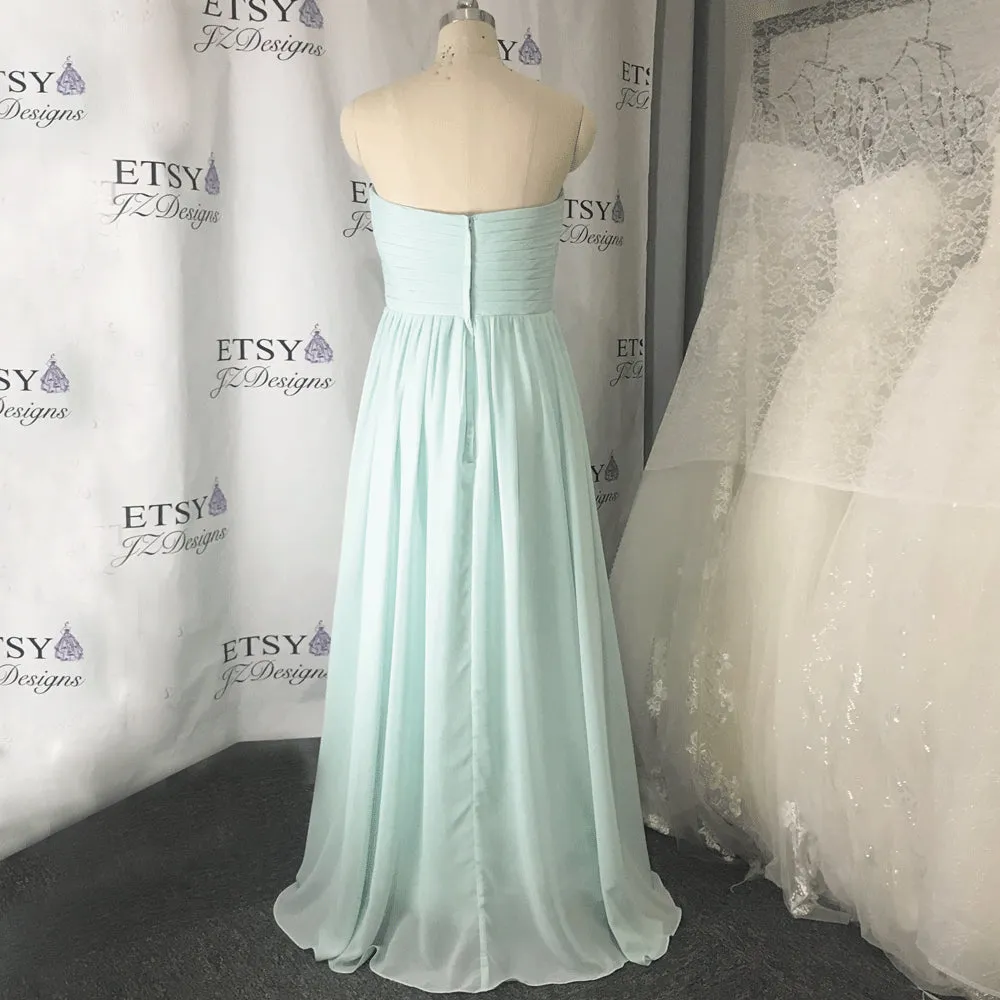 light blue bridesmaid dresses long 2020 chiffon cheap custom elegant wedding party dresses