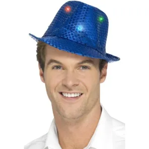 Light Up Sequin Trilby Hat - Blue