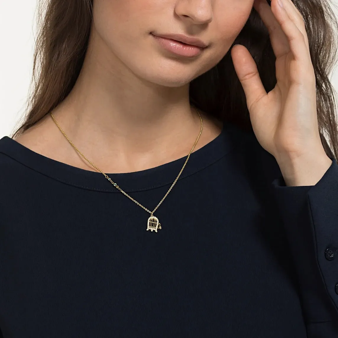 Loney Tunes Canary Cage Multi-Colored Gold-Tone Plated Pendant Necklace