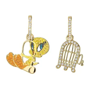 Loney Tunes Tweety Multi-Colored Gold-Tone Plated Hoop Pierced Earrings