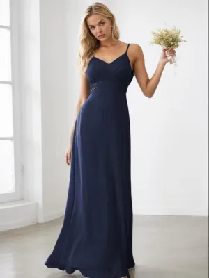 Malika elegant cross front cowl back dress in navy Express NZ wide