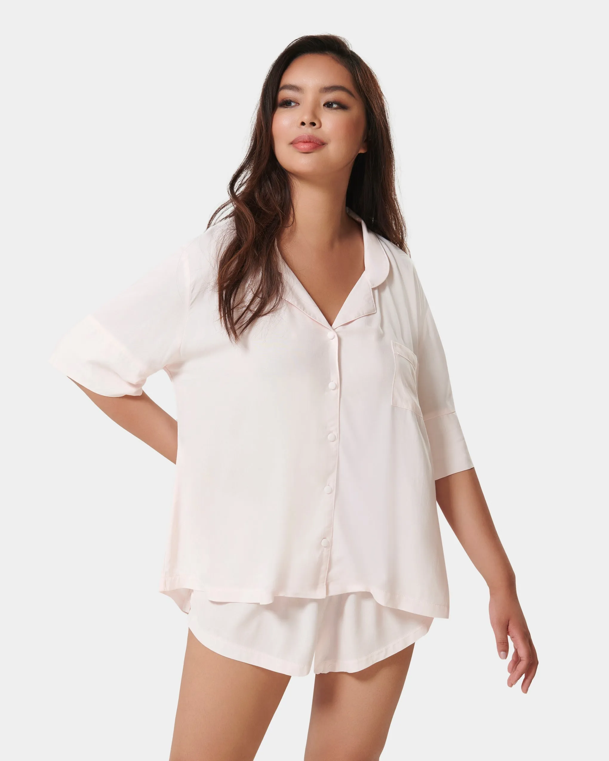 Marla Eco Viscose Short Pajama Set Pale Pink