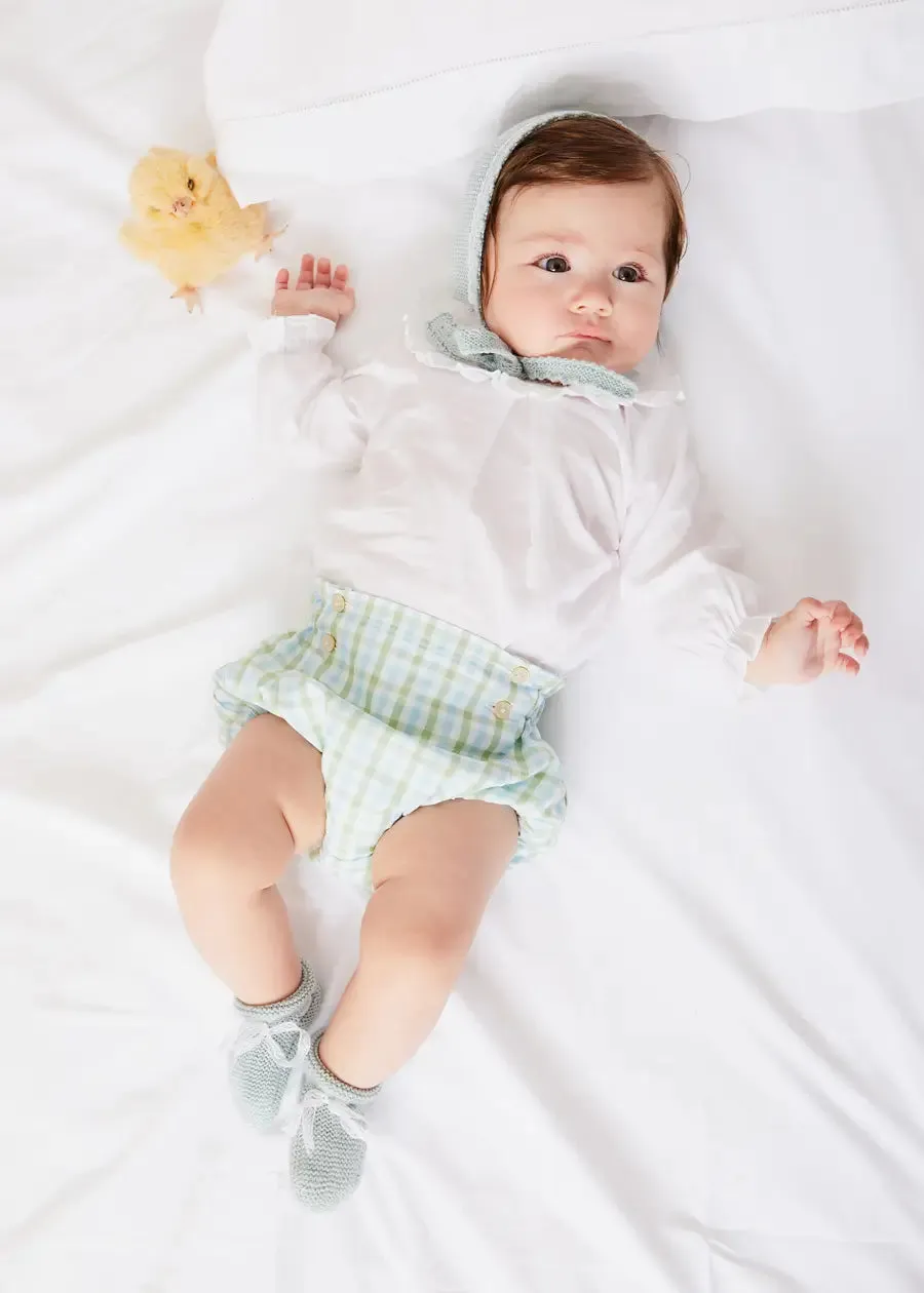 Maxwell Gingham Button Detail Bloomers in Green (1-18mths)