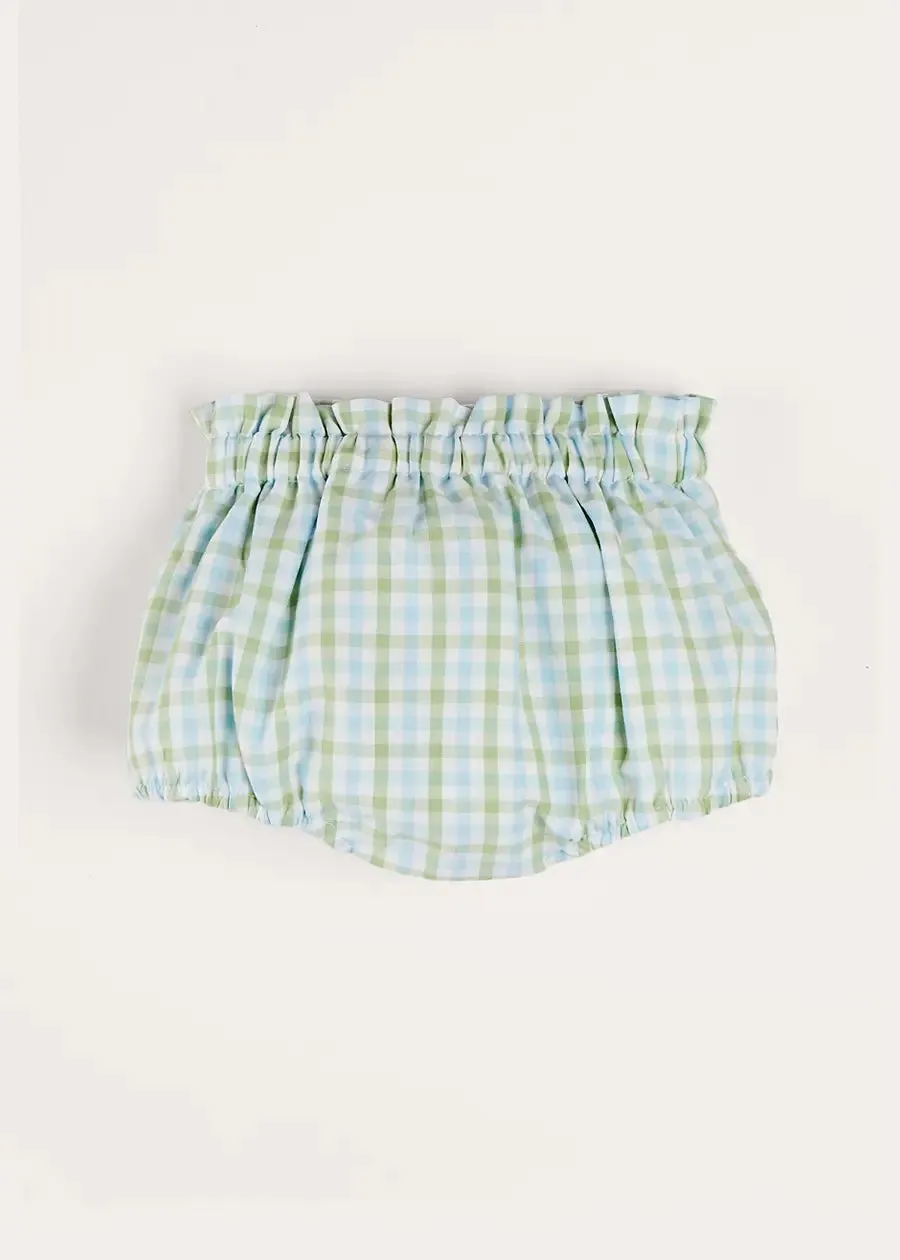 Maxwell Gingham Button Detail Bloomers in Green (1-18mths)
