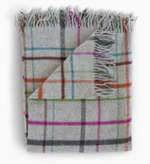 Merino Lambswool Throw- Ledgestone Multi Plaid