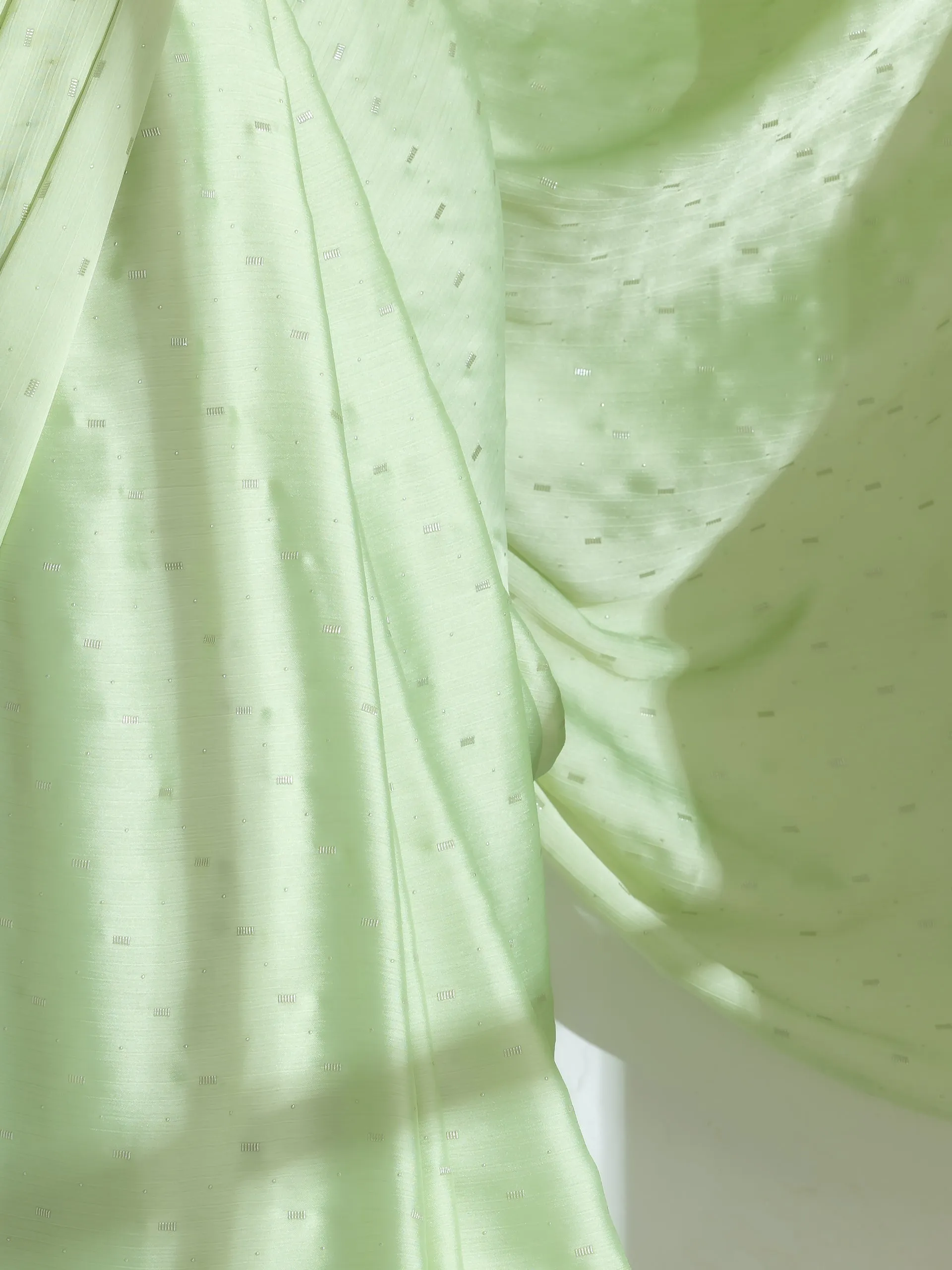 Mint Silver Printed Butter Chiffon Saree